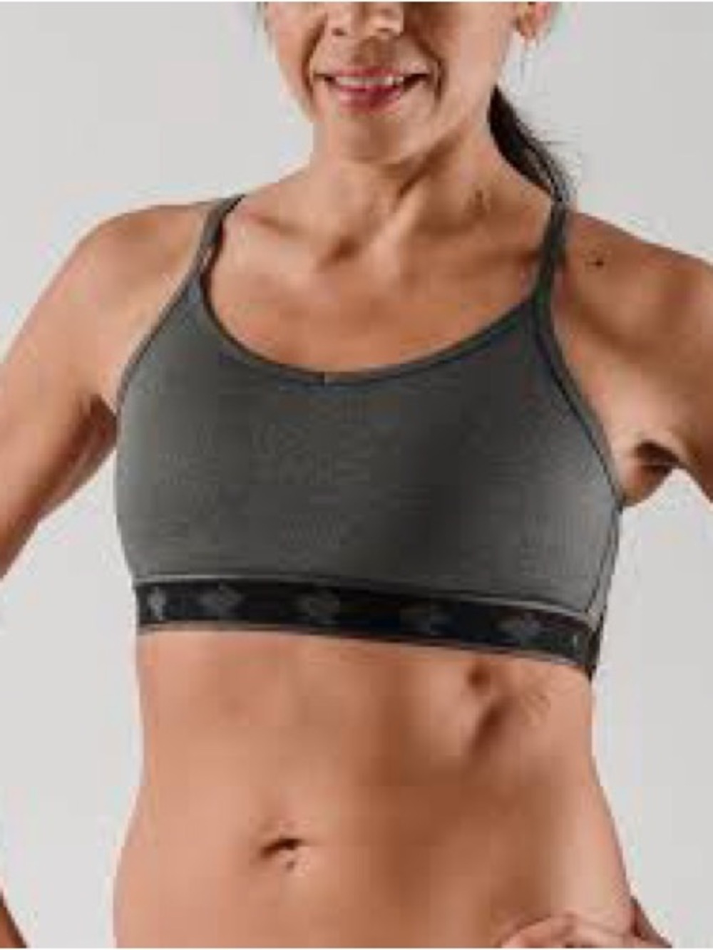 rabbit Sports Bra XS Gray Black  Racerback Running Athletic Activewear